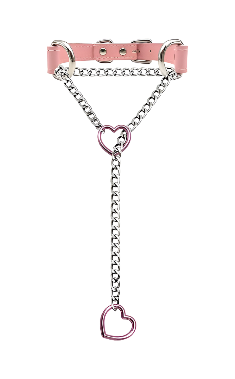 LoveChains™ - Heart Slip Chain Leather Choker Collar