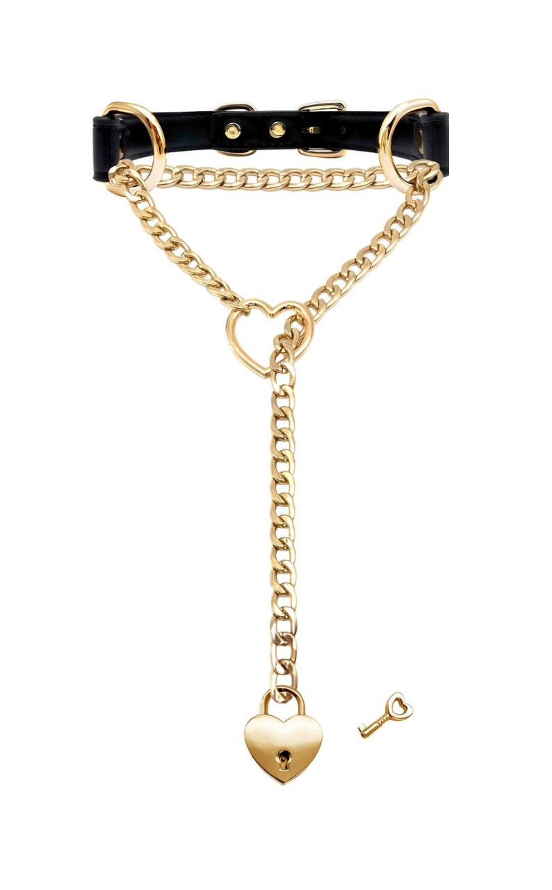 LoveChains™ - Lock & Key Leather Choker Collar