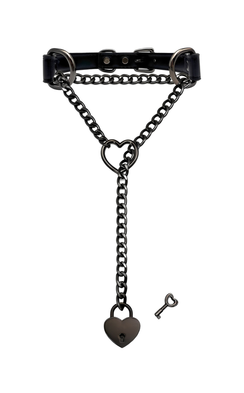 LoveChains™ - Lock & Key Leather Choker Collar