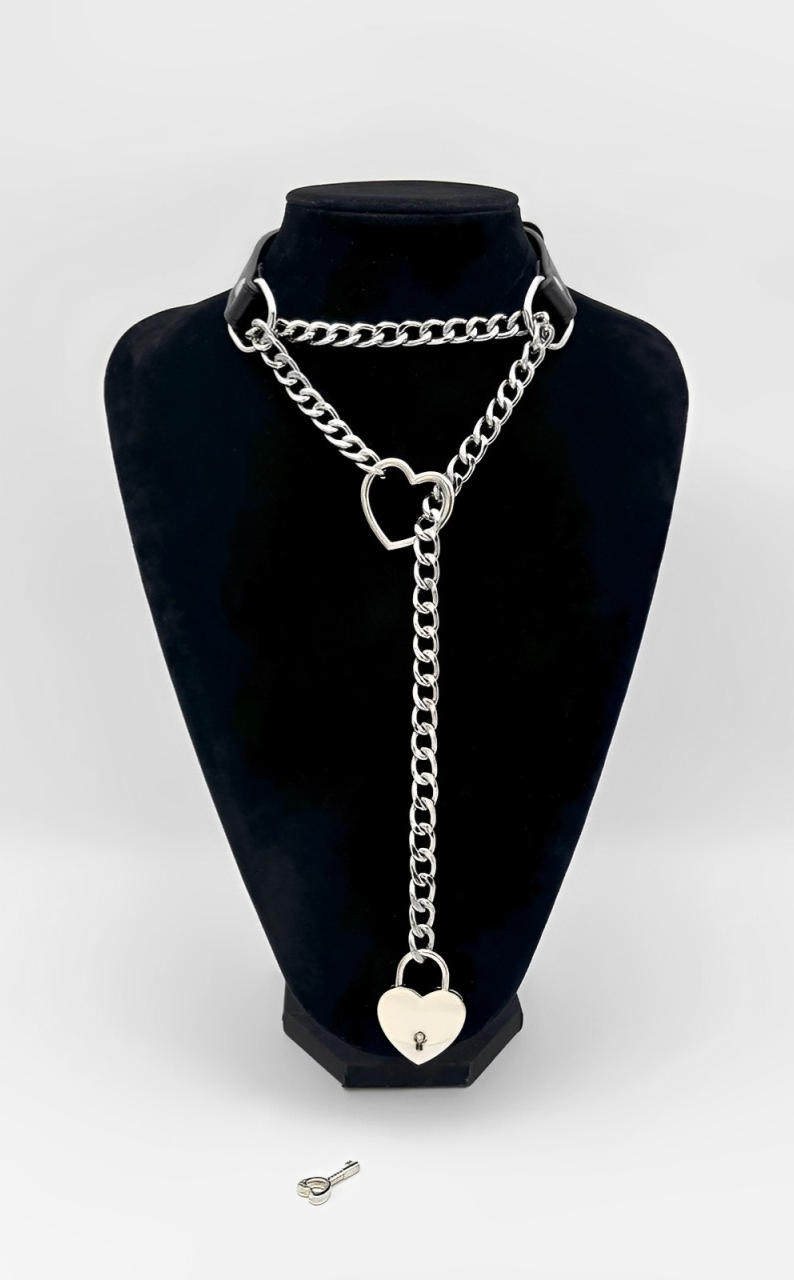 LoveChains™ - Lock & Key Leather Choker Collar