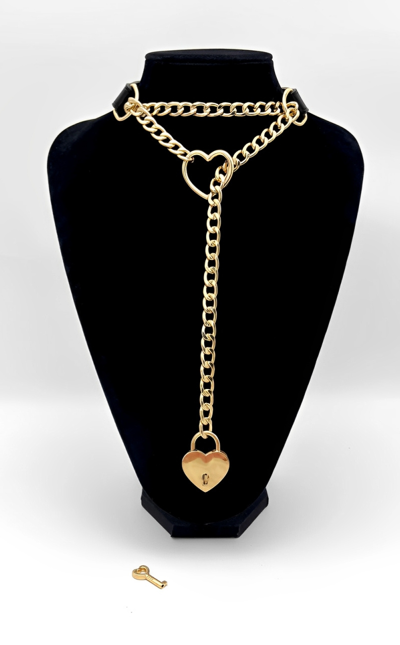 LoveChains™ - Lock & Key Leather Choker Collar