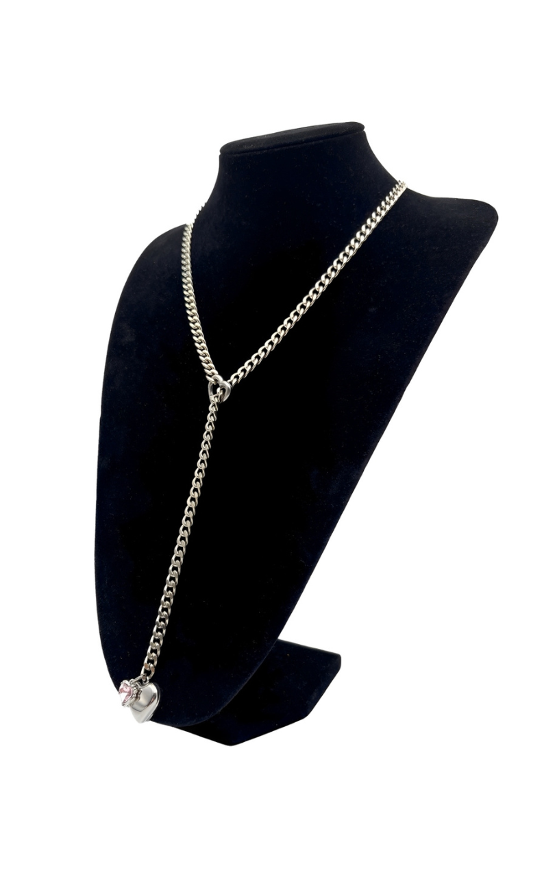 LoveChains™ – Heart Crystal Charm Slip Chain Choker