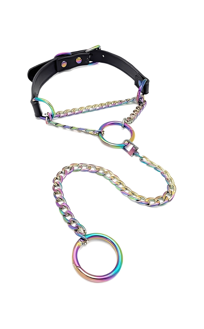 LoveChains™ - O - Ring Swivel Clasp Leather Choker Collar