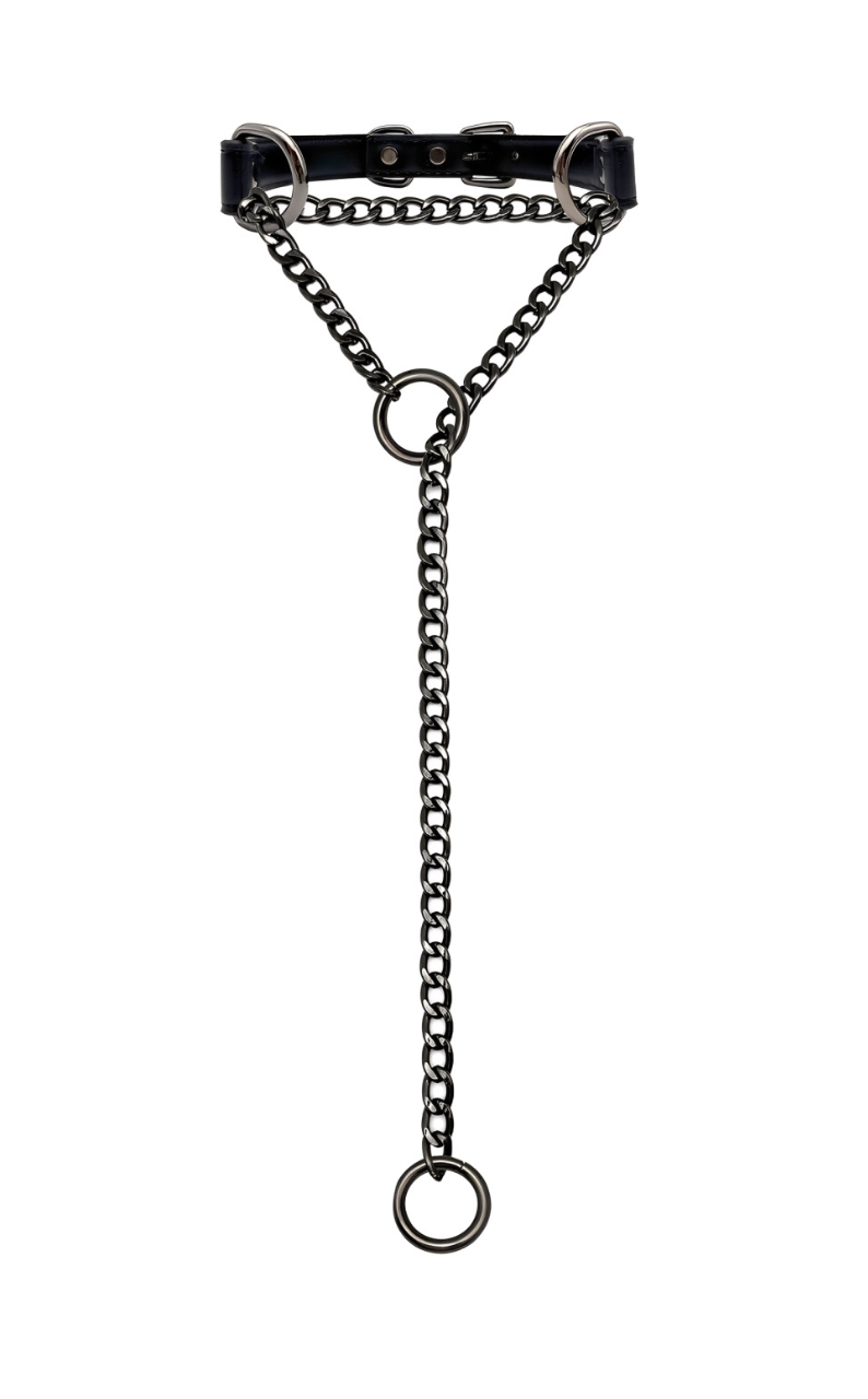 LoveChains™ - O - Ring Slip Chain Leather Choker Collar