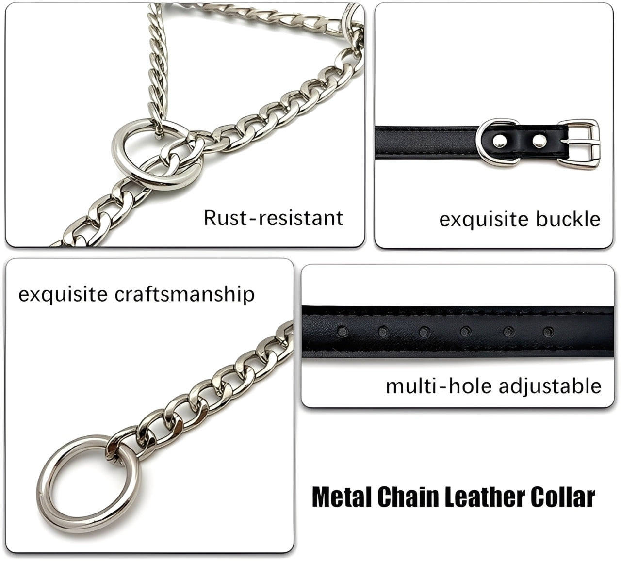 LoveChains™ - O - Ring Slip Chain Leather Choker Collar
