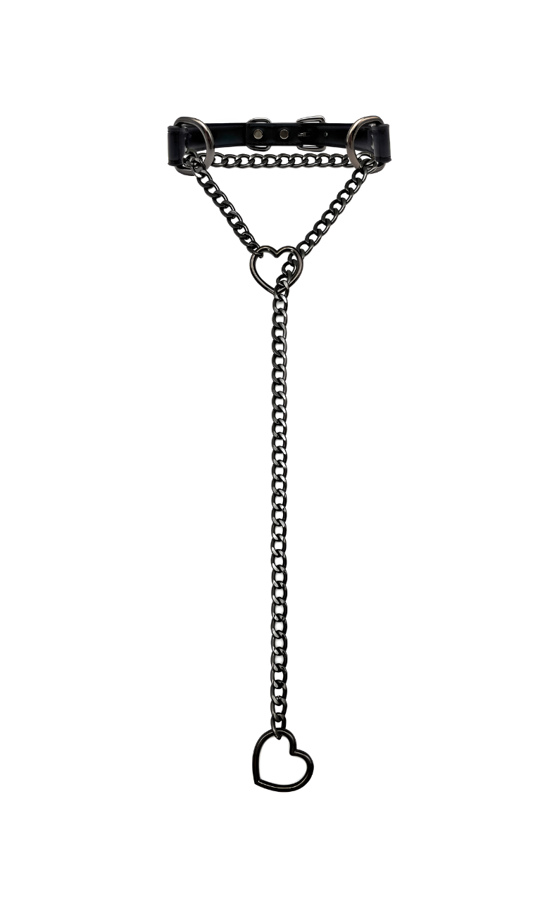 LoveChains™ - Heart Slip Chain Leather Choker Collar