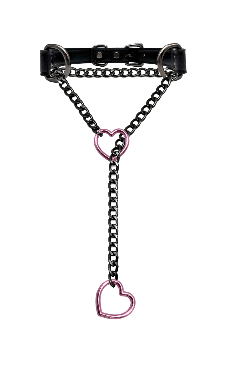 LoveChains™ - Heart Slip Chain Leather Choker Collar