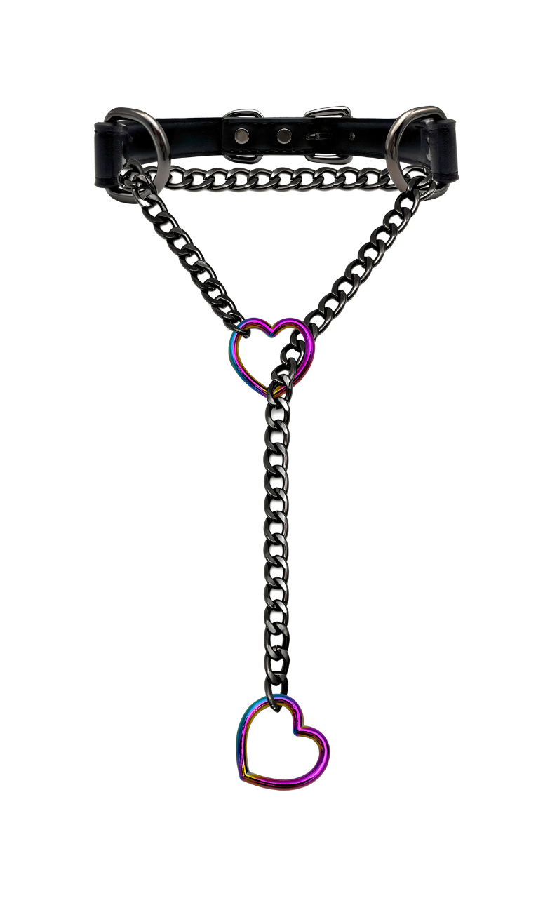 LoveChains™ - Heart Slip Chain Leather Choker Collar