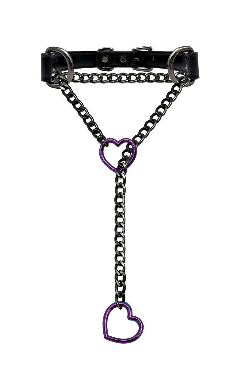 LoveChains™ - Heart Slip Chain Leather Choker Collar