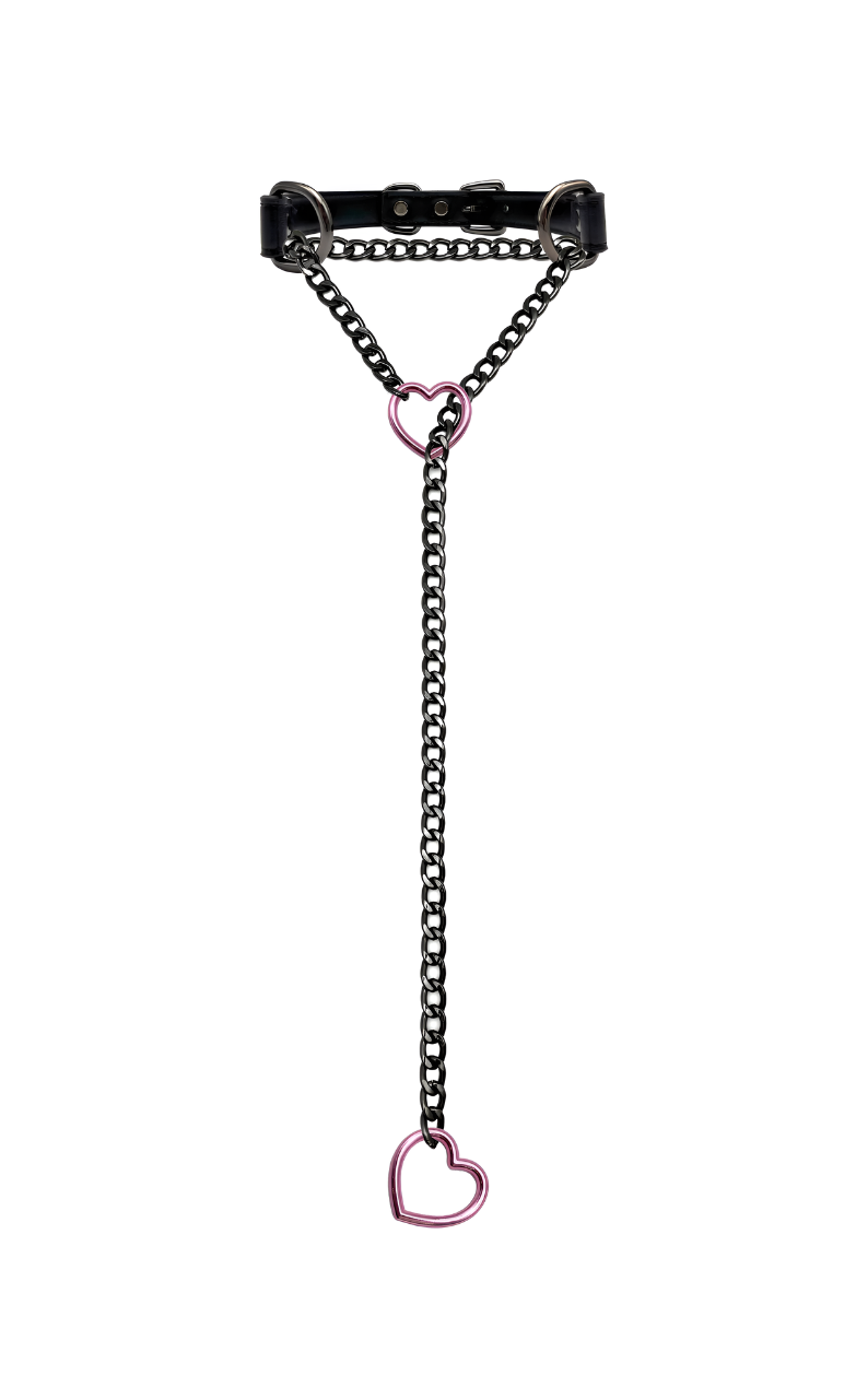 LoveChains™ - Heart Slip Chain Leather Choker Collar