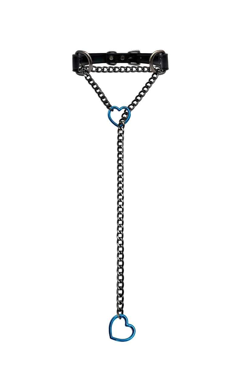 LoveChains™ - Heart Slip Chain Leather Choker Collar