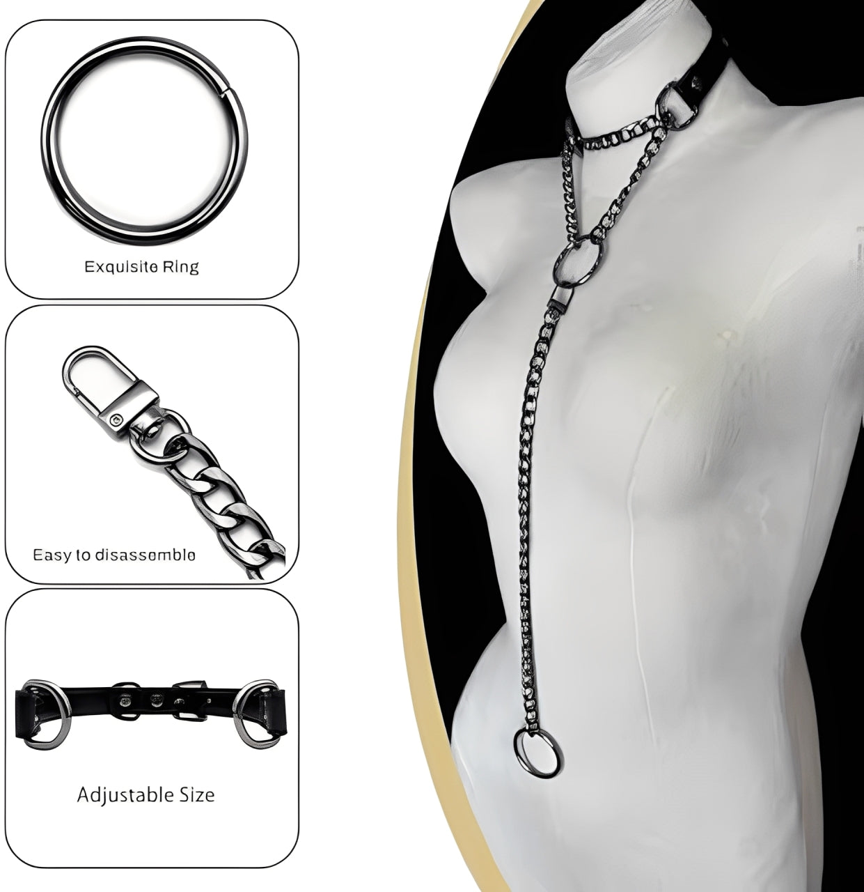 LoveChains™ - O - Ring Swivel Clasp Leather Choker Collar