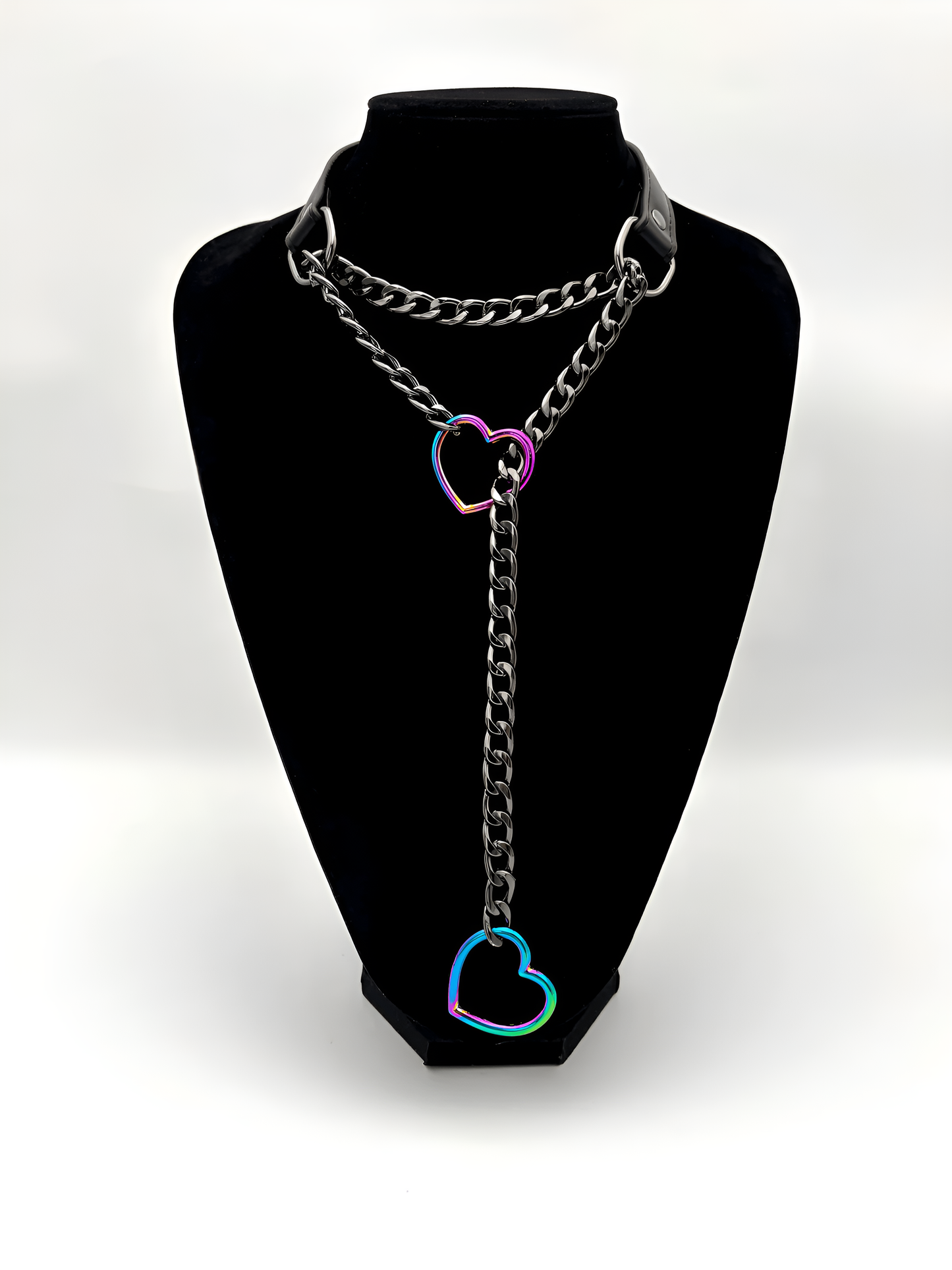LoveChains™ - Heart Slip Chain Leather Choker Collar