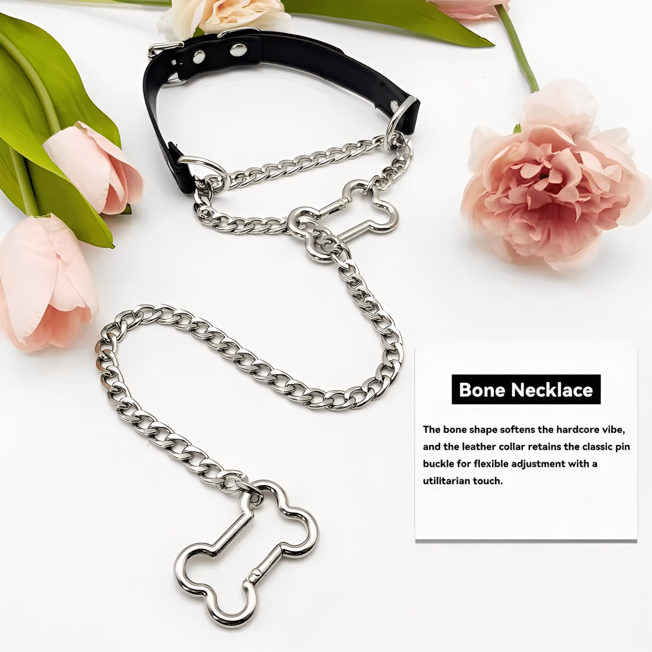 LoveChains™ - Bone Slip Chain Leather Choker Collar