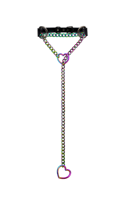 LoveChains™ - Heart Slip Chain Leather Choker Collar