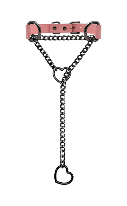 LoveChains™ - Heart Slip Chain Leather Choker Collar