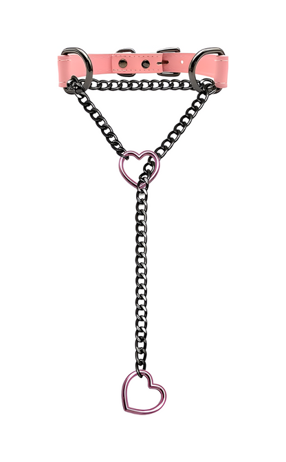 LoveChains™ - Heart Slip Chain Leather Choker Collar
