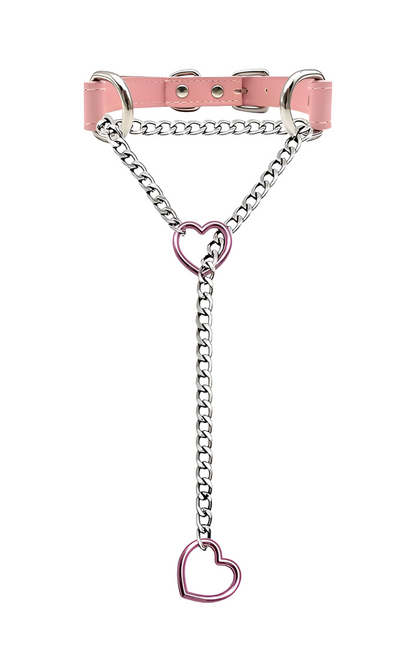 LoveChains™ - Heart Slip Chain Leather Choker Collar