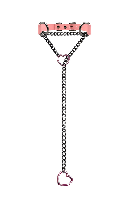 LoveChains™ - Heart Slip Chain Leather Choker Collar