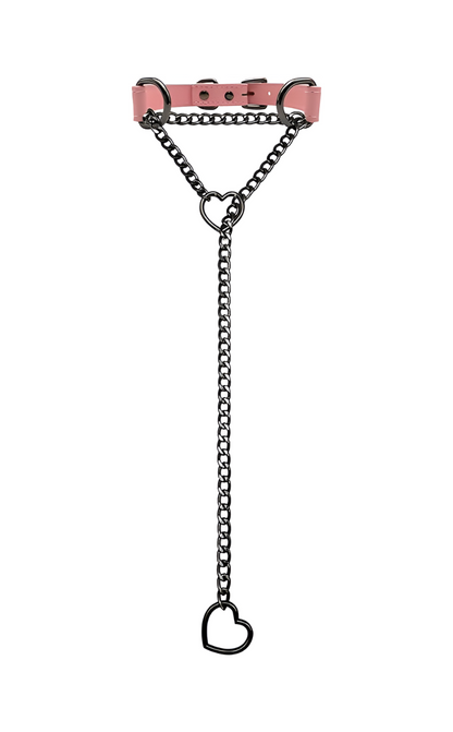 LoveChains™ - Heart Slip Chain Leather Choker Collar
