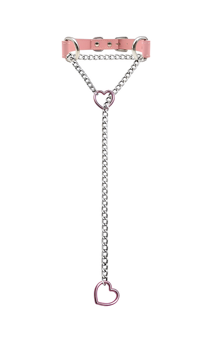 LoveChains™ - Heart Slip Chain Leather Choker Collar