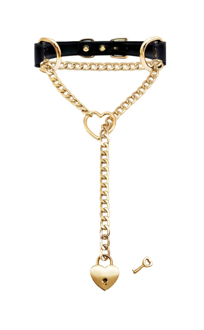 LoveChains™ - Lock & Key Leather Choker Collar