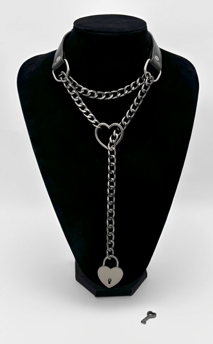 LoveChains™ - Lock & Key Leather Choker Collar