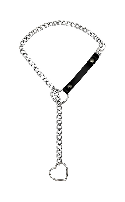 LoveChains™ – Heart Slip Chain Leather Strap Choker Collar