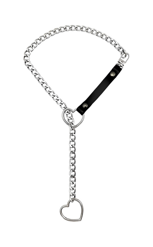 LoveChains™ – Heart Slip Chain Leather Strap Choker Collar