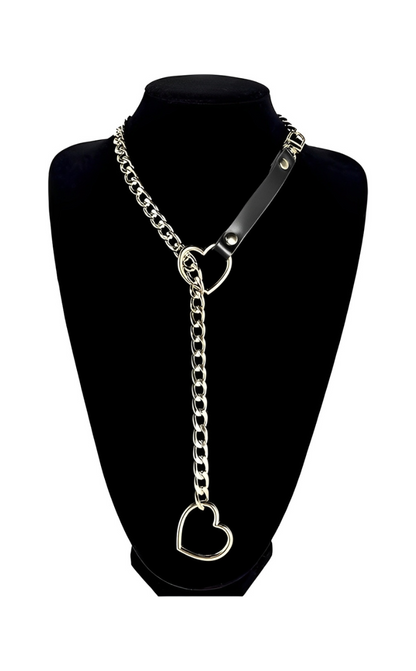 LoveChains™ – Heart Slip Chain Leather Strap Choker Collar
