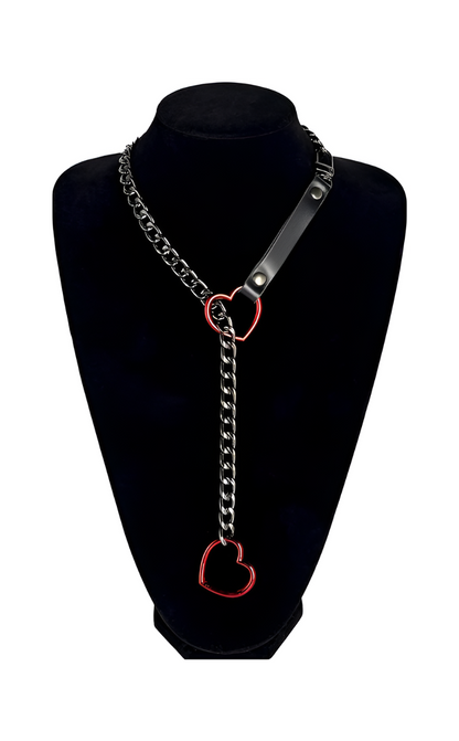 LoveChains™ – Heart Slip Chain Leather Strap Choker Collar