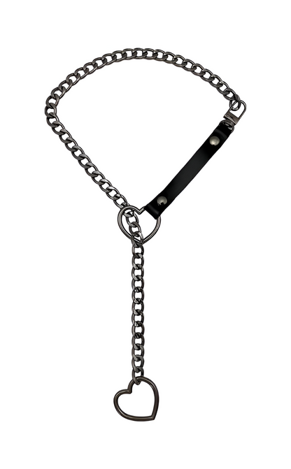 LoveChains™ – Heart Slip Chain Leather Strap Choker Collar