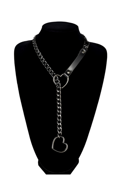 LoveChains™ – Heart Slip Chain Leather Strap Choker Collar