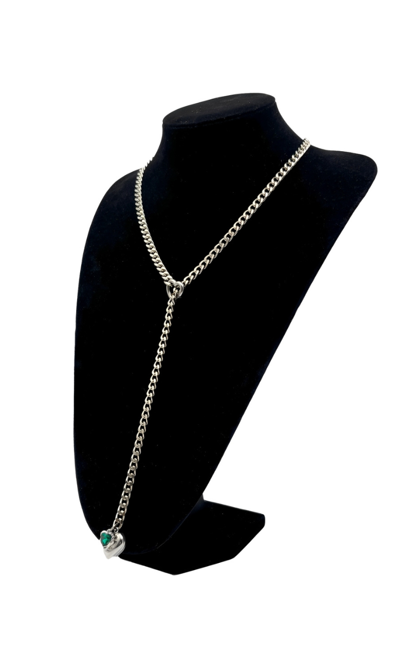 LoveChains™ – Heart Crystal Charm Slip Chain Choker