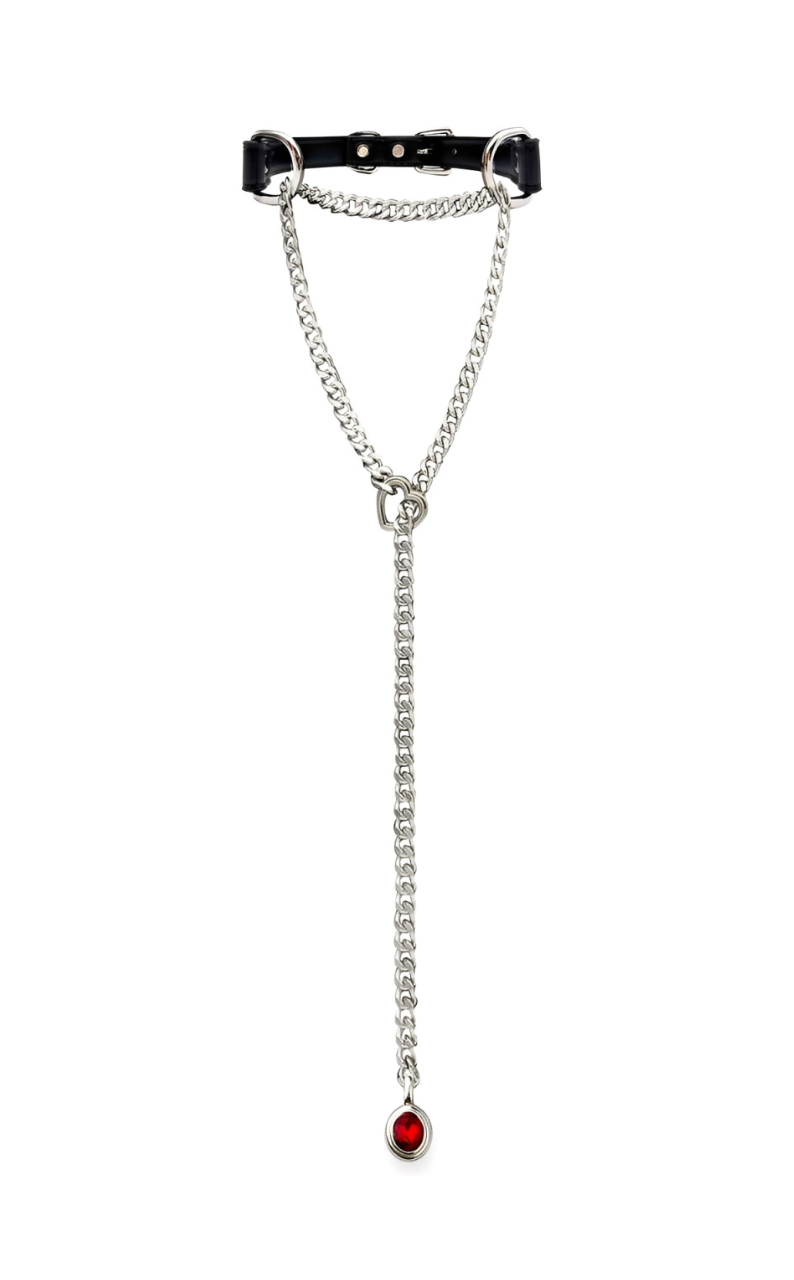 LoveChains™ - Crystal Charm Leather Choker Collar
