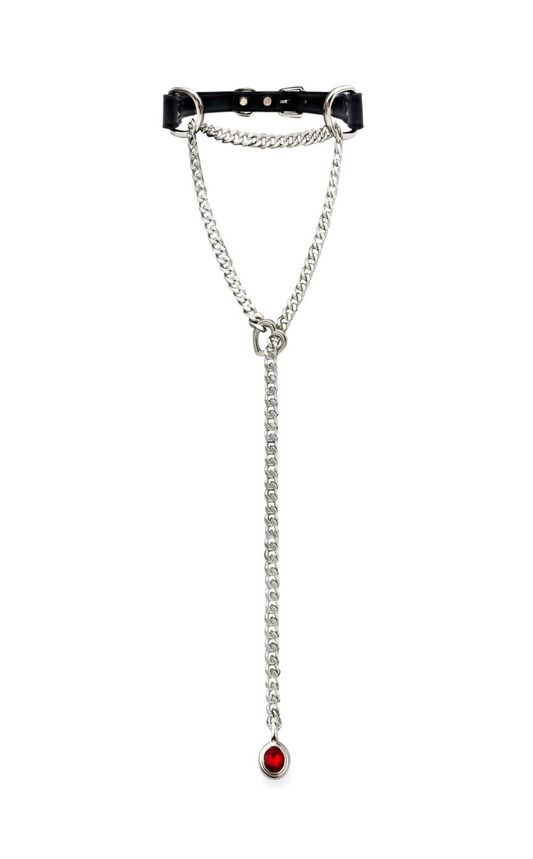 LoveChains™ - Crystal Charm Leather Choker Collar