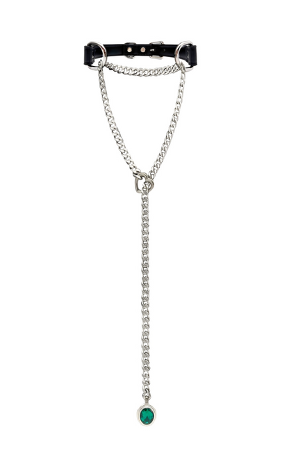LoveChains™ - Crystal Charm Leather Choker Collar