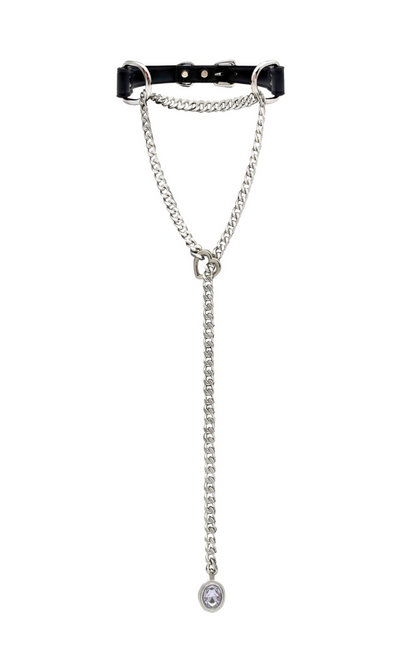 LoveChains™ - Crystal Charm Leather Choker Collar