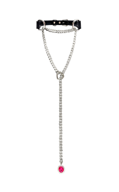LoveChains™ - Crystal Charm Leather Choker Collar