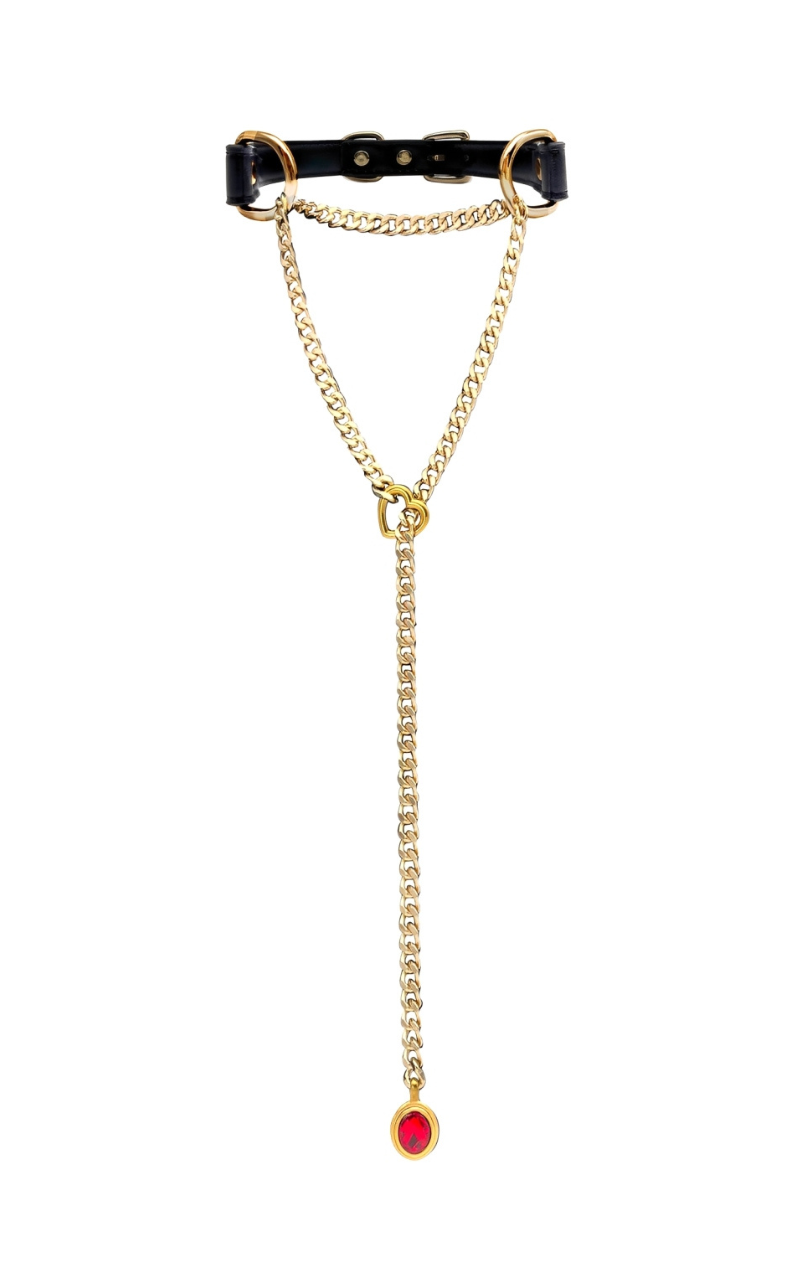 LoveChains™ - Crystal Charm Leather Choker Collar