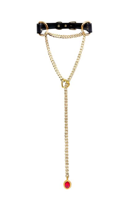 LoveChains™ - Crystal Charm Leather Choker Collar