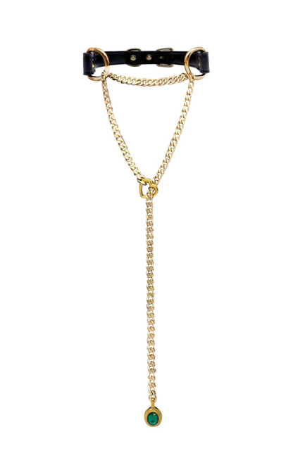 LoveChains™ - Crystal Charm Leather Choker Collar