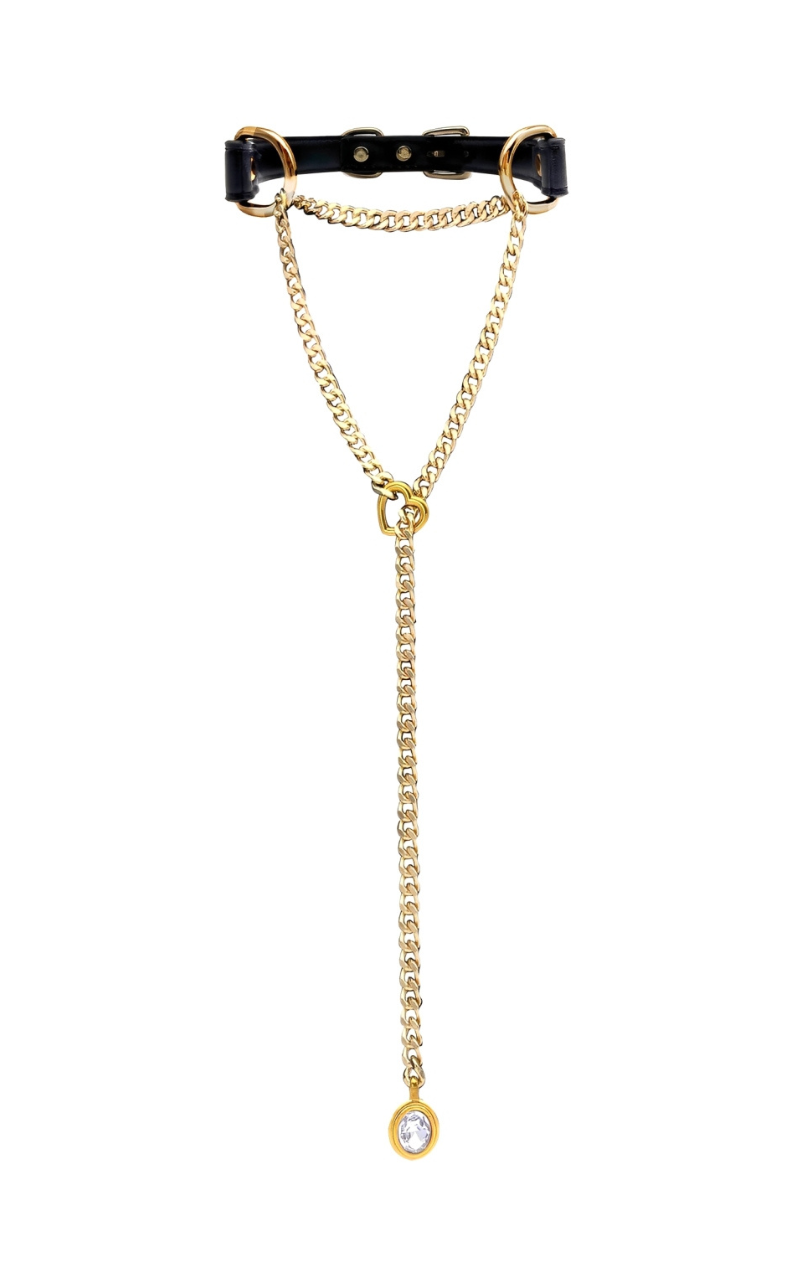 LoveChains™ - Crystal Charm Leather Choker Collar