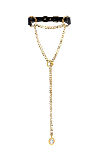 LoveChains™ - Crystal Charm Leather Choker Collar