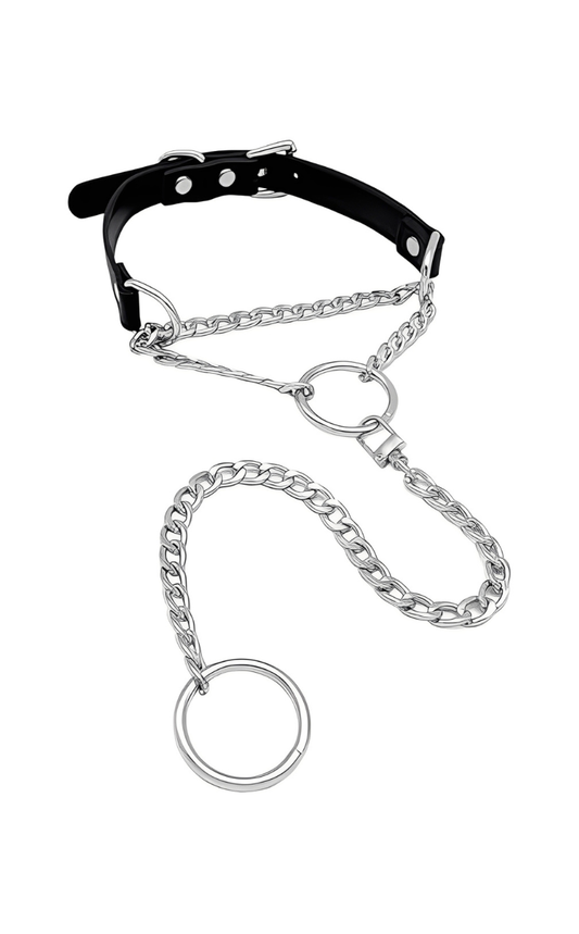 LoveChains™ - O - Ring Swivel Clasp Leather Choker Collar