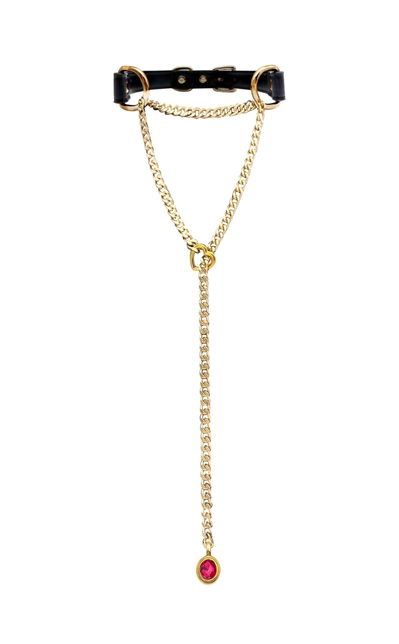 LoveChains™ - Crystal Charm Leather Choker Collar