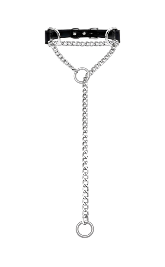 LoveChains™ - O - Ring Slip Chain Leather Choker Collar