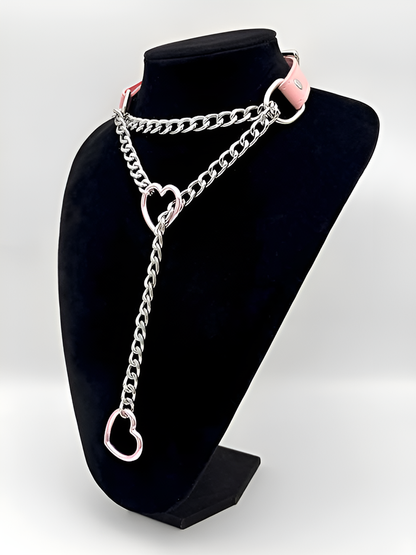 LoveChains™ - Heart Slip Chain Leather Choker Collar