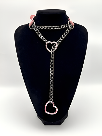 LoveChains™ - Heart Slip Chain Leather Choker Collar