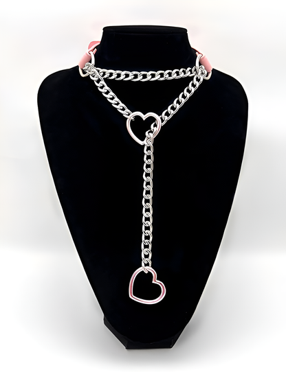 LoveChains™ - Heart Slip Chain Leather Choker Collar